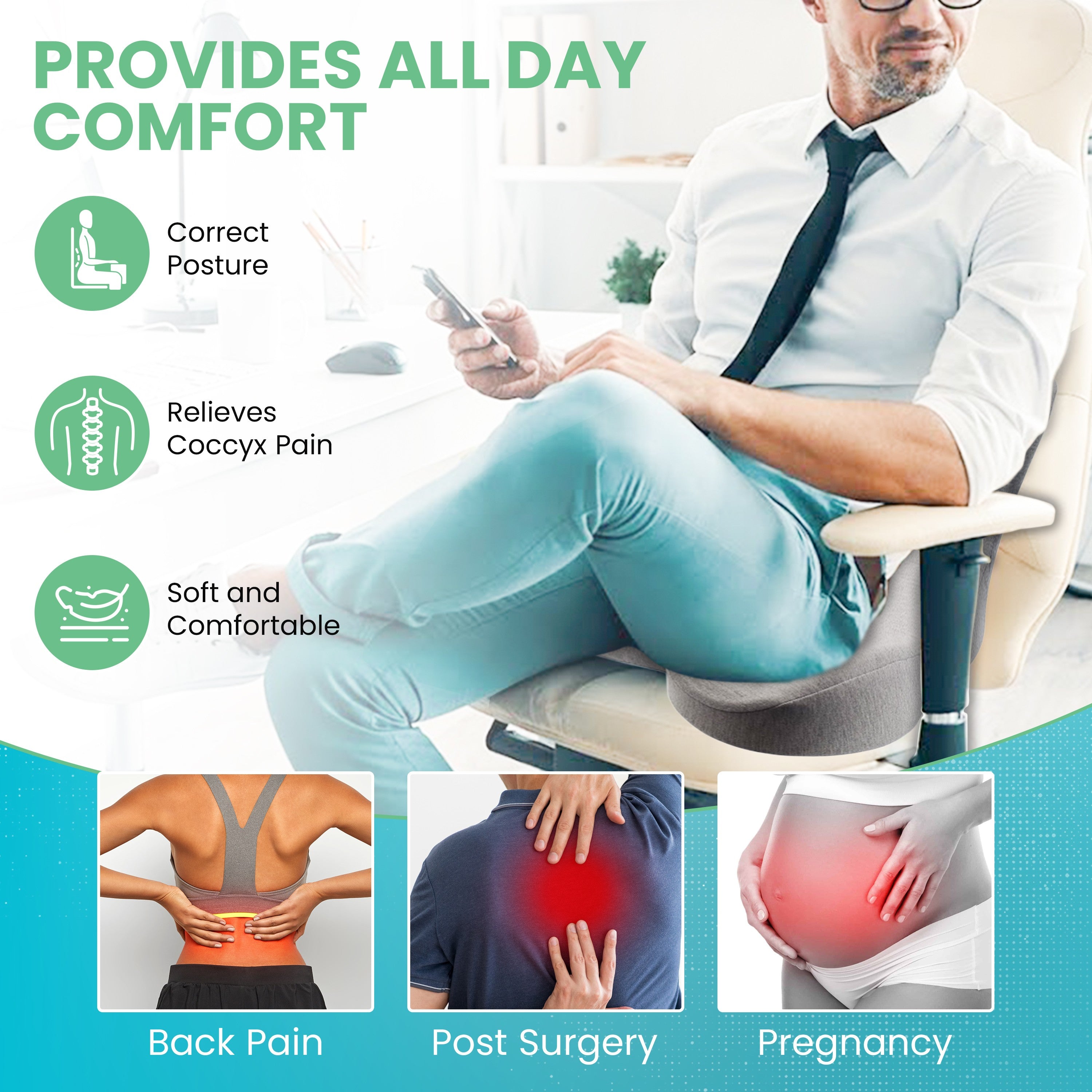 L-Shaped Lumbar Support Cushion